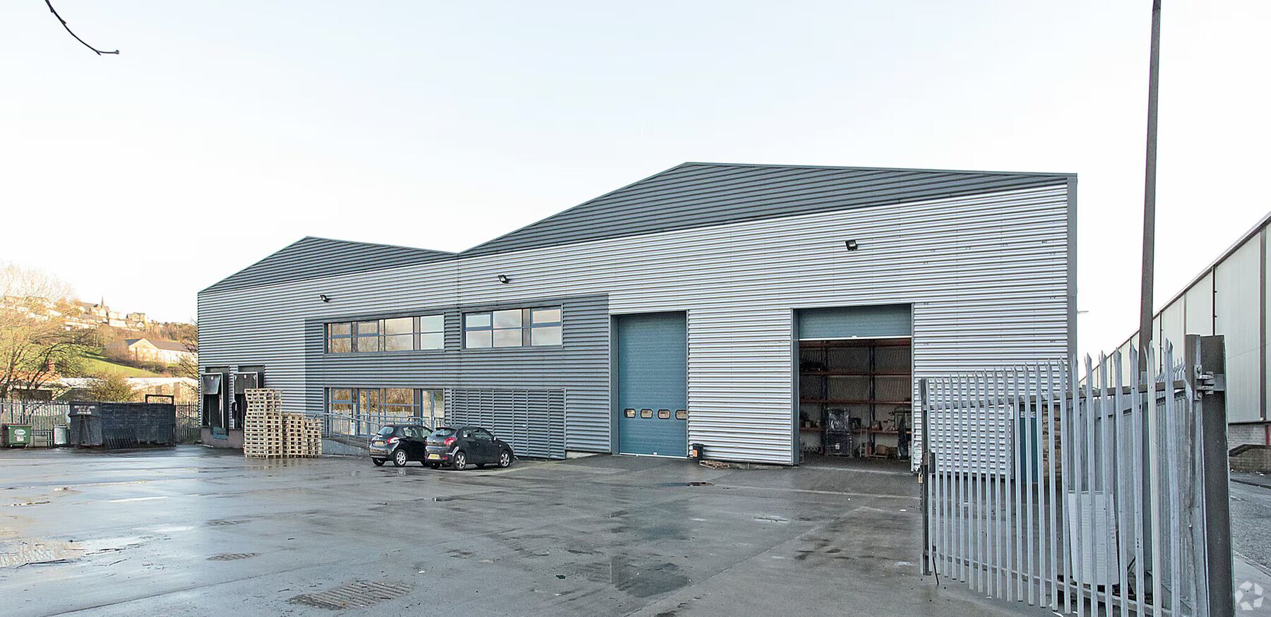 Brighouse, West Yorkshire: the front elevation of the industrial units