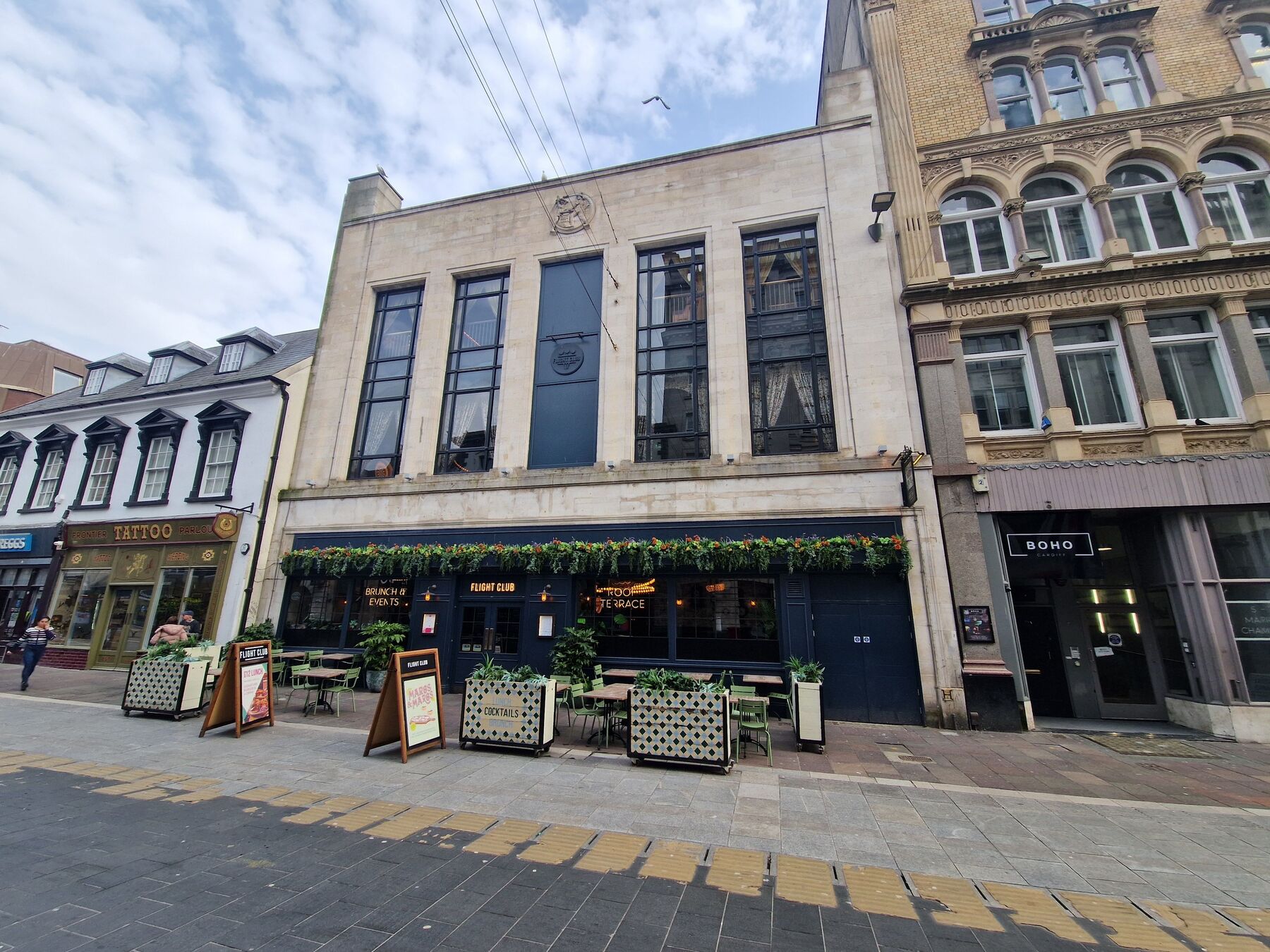 Fairfax House, St Mary Street, Cardiff: the stone frontage seen from the street